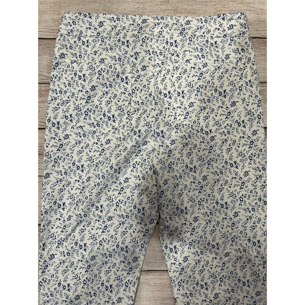 Mario Serrani Italy Blue White Floral Slim Fit Pants Tummy Control Ankle Small - Picture 4 of 6